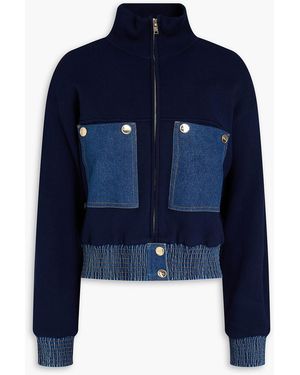 Sandro Denim-paneled Knitted Jacket - Blue