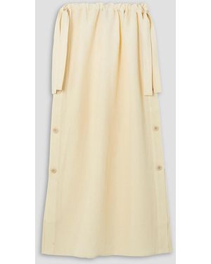 TOTEME Button-detailed Tm Lyocell And Linen-blend Midi Skirt - Natural