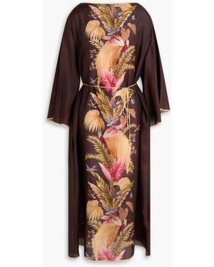 Zimmermann Floral-print Silk Midi Dress - Black