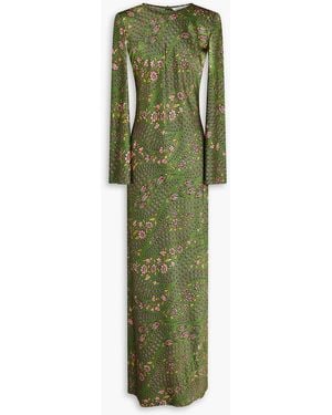 Veronica Beard Maxikleid "gemma" aus satin aus einer seidenmischung mit floralem print - Grün