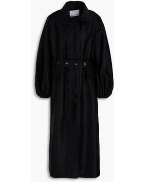 Cecilie Bahnsen Orah Floral-appliquéd Shell Trench Coat - Black