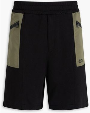 McQueen Shell-Paneled French Cotton-Terry Shorts - Black