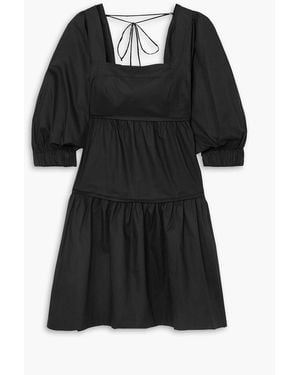 Three Graces London Bahni Tiered Cotton-poplin Mini Dress - Black