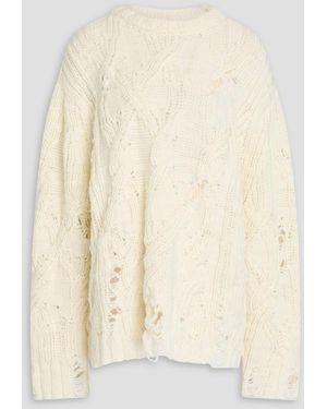 Acne Studios Distressed Cable-Knit Wool Jumper - Natural