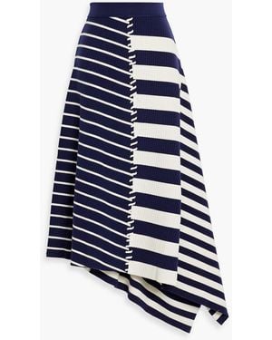 Jonathan Simkhai Braylon Asymmetric Striped Wool-Blend Skirt - Blue