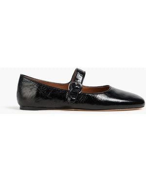 Sandro Cracked-Leather Mary Jane Flats - Black