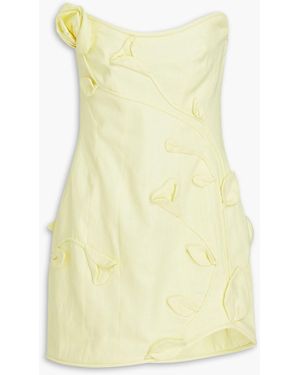 Zimmermann Strapless Floral-appliquéd Linen Mini Dress - Yellow