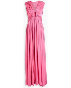 Costarellos Cutout Metallic Satin-jacquard Gown - Pink