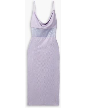Et Ochs Harmony Organza-trimmed Embellished Stretch-jersey Midi Dress - Purple