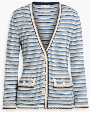 Veronica Beard Ceriani Metallic Striped Cotton-Blend Jacket - Blue
