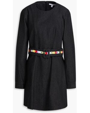 Olivia Rubin Paola Belted Denim Mini Dress - Black