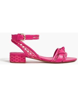 Alexandre Birman Clarita 30 Embroidered Mesh-Trimmed Leather Sandals - Pink