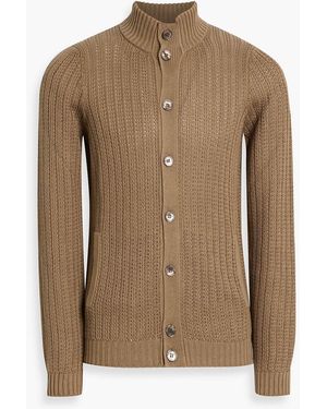 Slowear Zanone Ribbed Linen And Cotton-Blend Cardigan - Brown