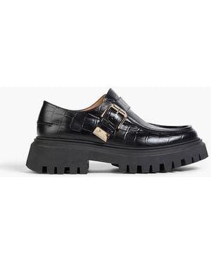 Maje Loafers aus leder mit krokodileffekt und schnalle - Schwarz