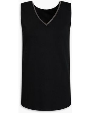 Fabiana Filippi Bead-embellished Stretch-cotton Jersey Top - Black