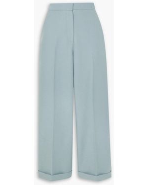 Interior Nico Pleated Cotton Wide-leg Trousers - Blue