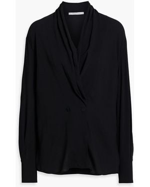 Another Tomorrow Drapierte bluse aus stretch-crêpe - Schwarz