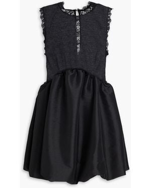 Kika Vargas Thelma Lace-paneled Taffeta Mini Dress - Black