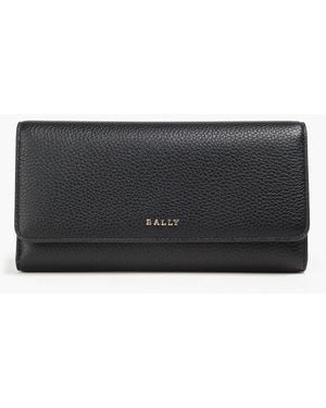 Bally Pebbled-Leather Continental Wallet - Black