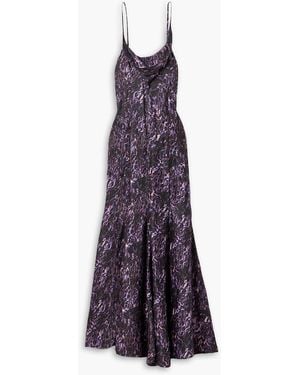 Isabel Marant Manelia Draped Printed Fil Coupé Maxi Dress - Purple