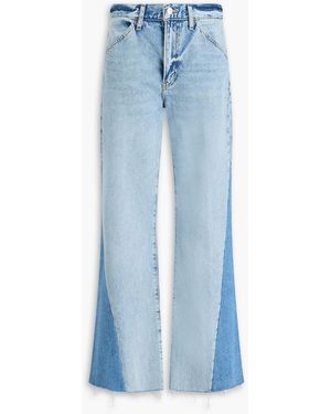 FRAME Le Baggy Palazzo Two-Tone High-Rise Wide-Leg Jeans - Blue