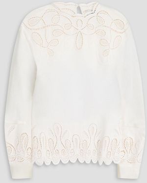 Jonathan Simkhai Wendlyn Broderie Anglaise-Trimmed Linen-Blend Top - Natural