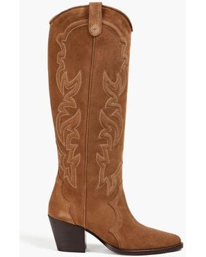Maje Suede Cowboy Boots - Brown