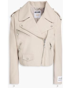 Moschino Leather Biker Jacket - Natural