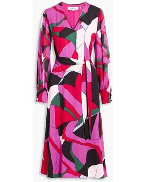 Diane von Furstenberg Abel Printed Satin Midi Dress - Pink
