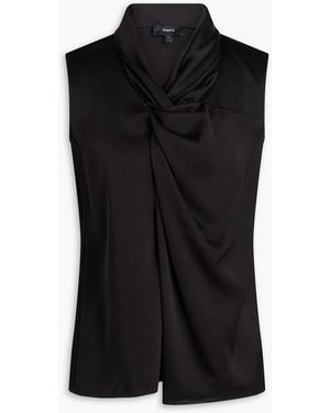 Theory Draped Satin Top - Black