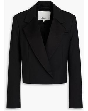 3.1 Phillip Lim Cropped Double-breasted Satin-paneled Crepe Blazer - Black