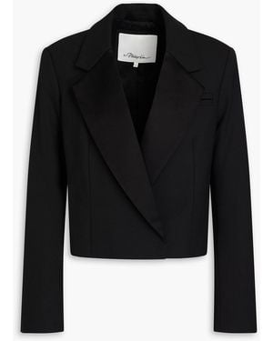 3.1 Phillip Lim Cropped Double-breasted Satin-paneled Crepe Blazer - Black