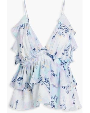 IRO Amars Tiered Printed Crepon Top - Blue