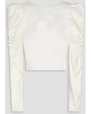 FRAME Cropped Silk Top - White