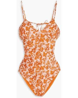 Etro Badeanzug mit cut-outs und floralem print - Orange