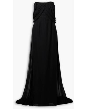 Markarian Anthea Off-the-shoulder Draped Silk-chiffon Gown - Black