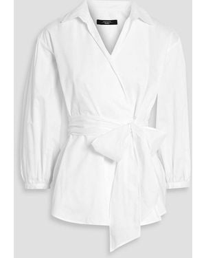 Weekend by Maxmara Ceci Cotton And Silk-Blend Poplin Wrap Blouse - White