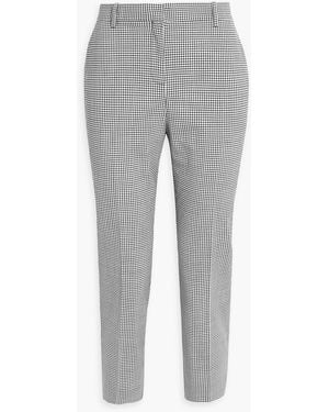 Theory Cropped Gingham Wool-blend Slim-leg Pants - Gray