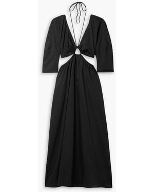 Mara Hoffman Shaina Cutout Cotton-poplin Halterneck Maxi Dress - Black