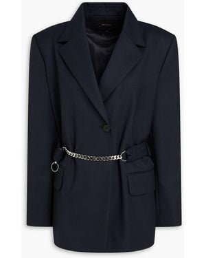 Maje Chain-Embellished Twill Blazer - Blue