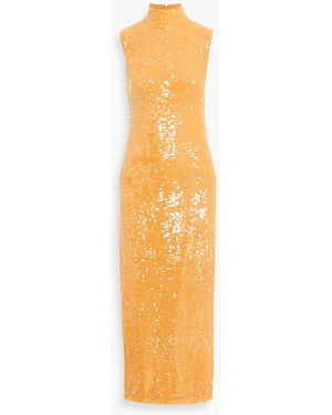 LAPOINTE Sequined Chiffon Midi Dress - Metallic
