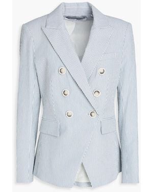 Veronica Beard Miller Dickey Double-Breasted Striped Cotton-Blend Seersucker Blazer - Blue