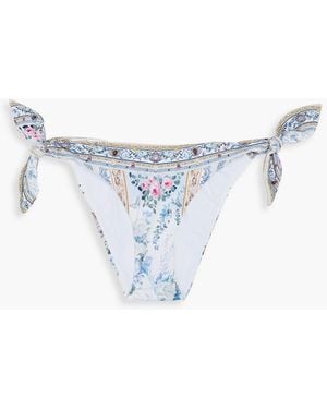 CAMILLA Crystal-Embellished Printed Low-Rise Bikini Briefs - Blue