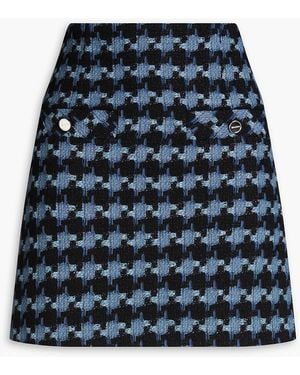 Sandro Houndstooth Cotton-Blend Tweed Mini Skirt - Black