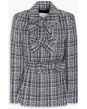 Carolina Herrera Bow-detailed Cotton-blend Tweed Jacket - Grey