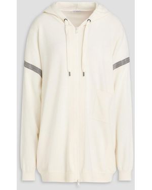 Brunello Cucinelli Bead-embellished Cashmere Hoodie - Natural