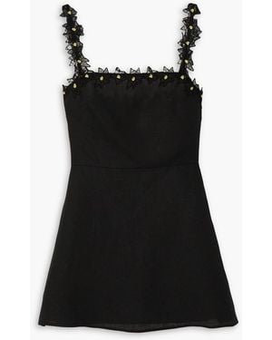 Christopher Kane Specimen Lace-appliquéd Linen Mini Dress - Black