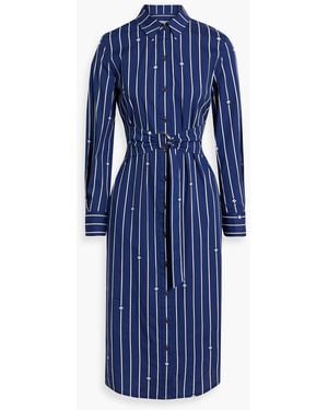 10 Crosby Derek Lam Striped Cotton-blend Poplin Midi Shirt Dress - Blue