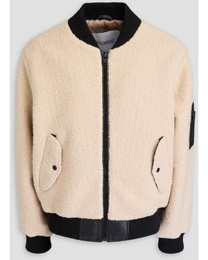 DEADWOOD Jacke "teddy" aus teddy-fleece mit lederbesatz - Schwarz