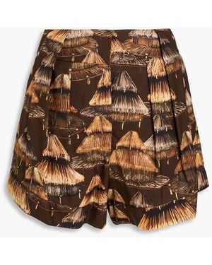 FARM Rio Printed Tm And Cotton-blend Shorts - Brown